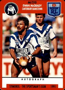 1991 Stimorol NRL #66 Ewan McGrady Front